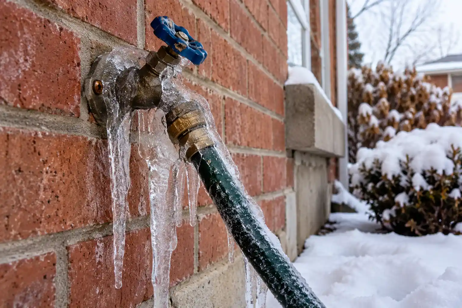 Frozen copper water pipe in a Kawartha Lakes crawlspace before thawing