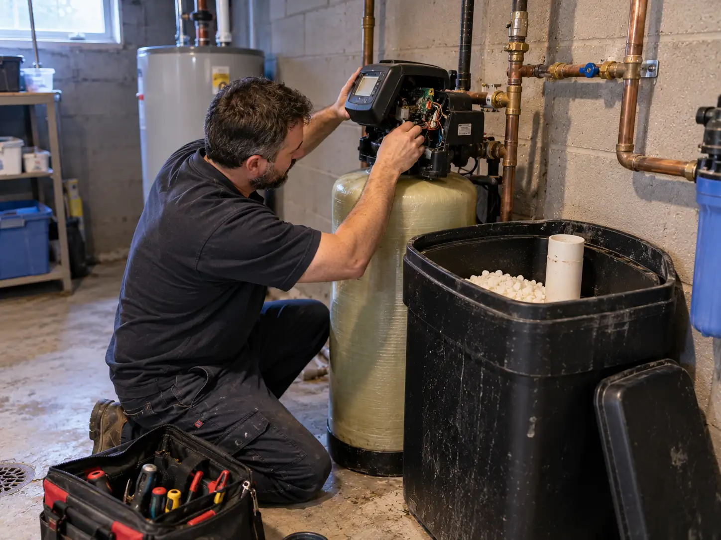 Water softener and iron filter installation in a Kawartha Lakes home on well water