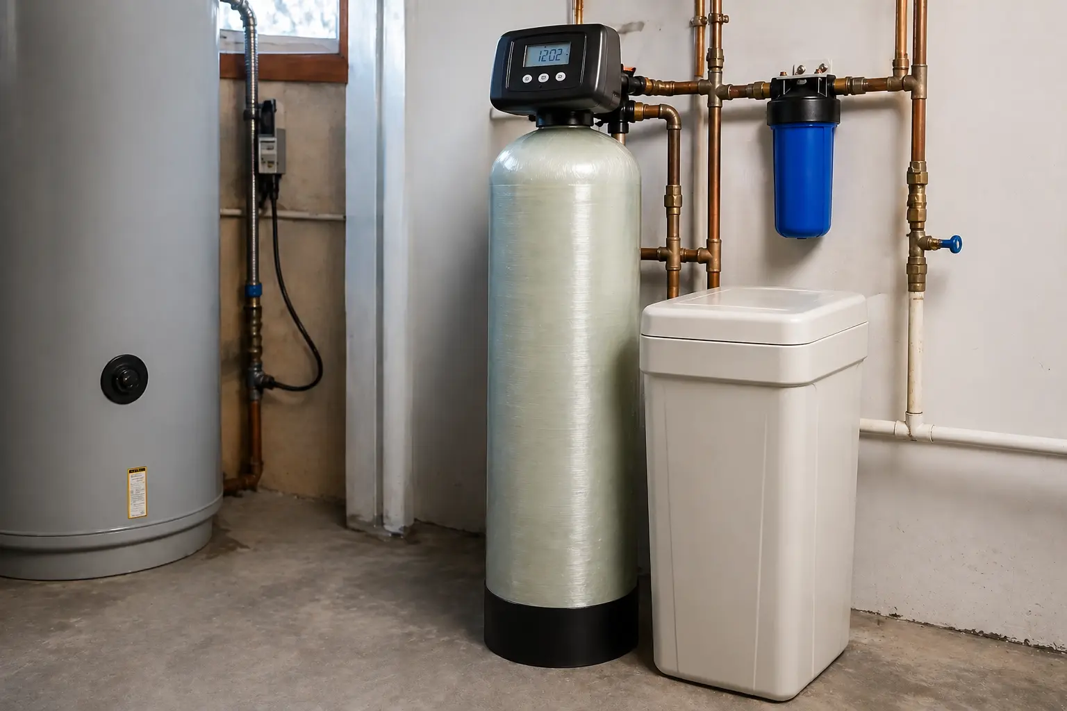 Water softener repair on a control valve and brine tank in a Kawartha Lakes home